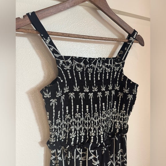 Primark Black & White Smocked Wide-Leg Jumpsuit Girl’s Kids 11/12 Tropical Palm - Picture 4 of 9